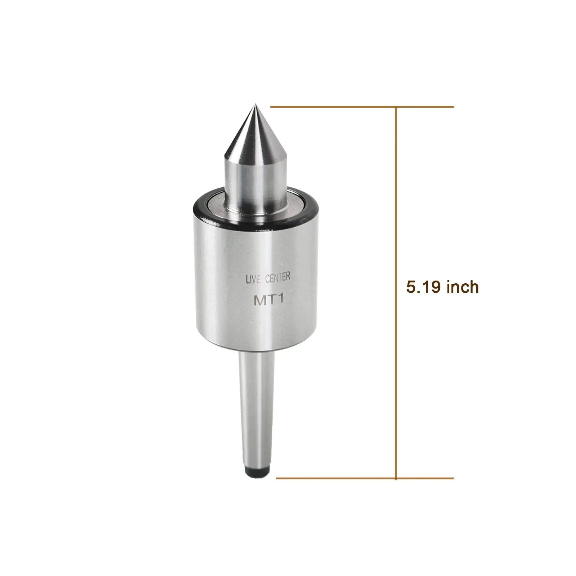 MT1 Live Tailstock Center For High Speed Turning CNC Work, medium duty 1MT center with 60 degree point, 5.19-inch length