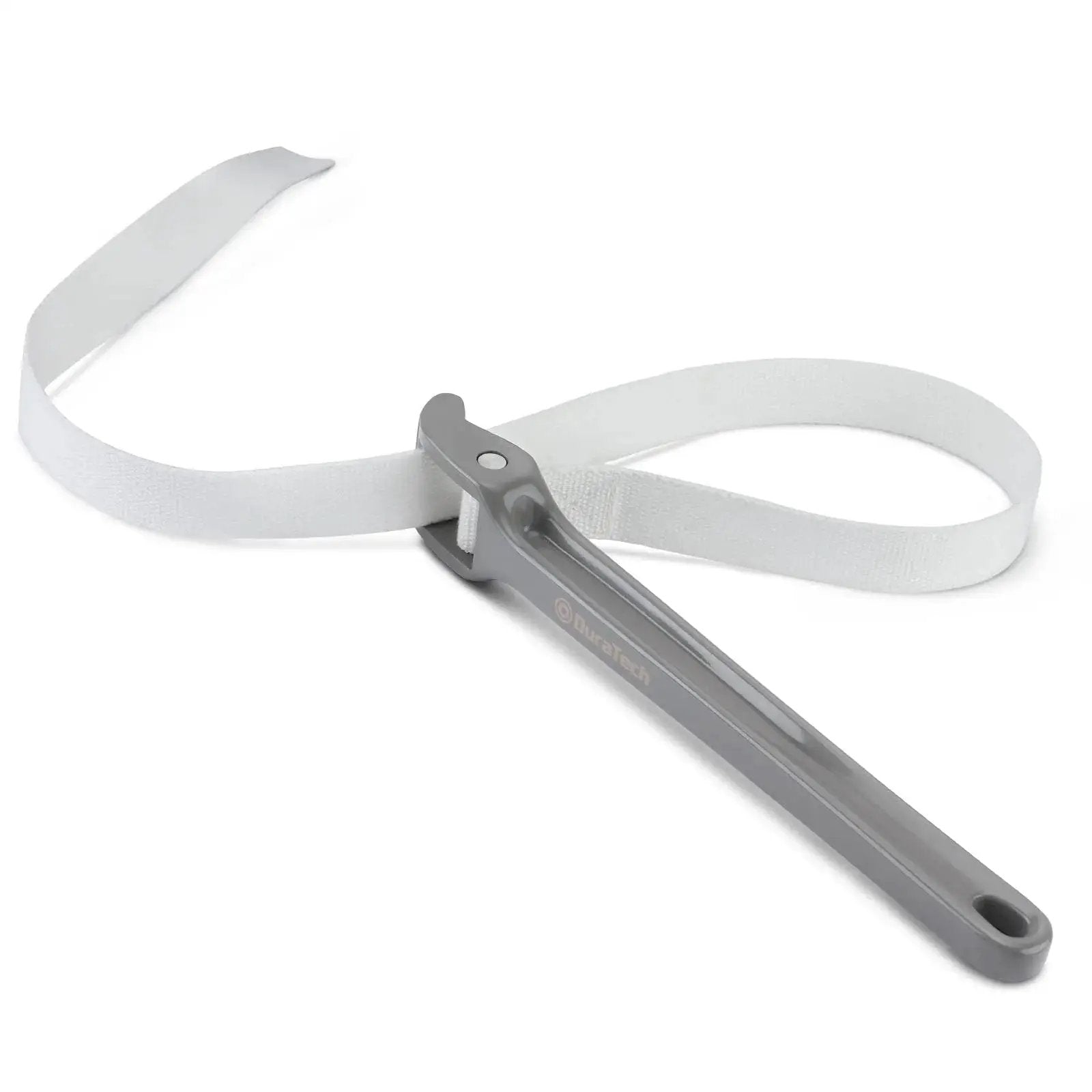 12 Inch Strap Wrench With Adjustable Nylon Strap for pipe wrenches and oil filter removal, lightweight aluminum handle shown