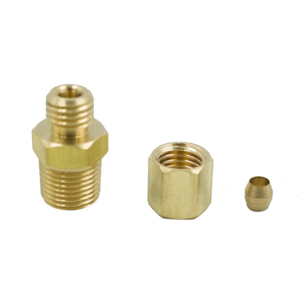 Brass Compression Tube Fitting Adapter For Three Sixteenths Inch Tube To One Eighth Inch NPT Male Connector, Pack Of Five Vis
