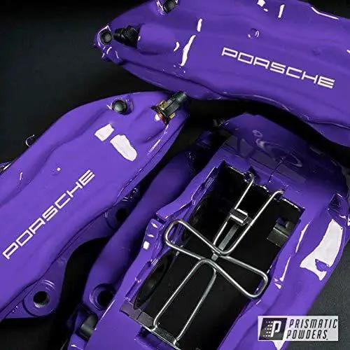 Purple brake calipers with Clear Vision Powder Coat Top Coat For Automotive Wheels High Gloss UV Resistant finish