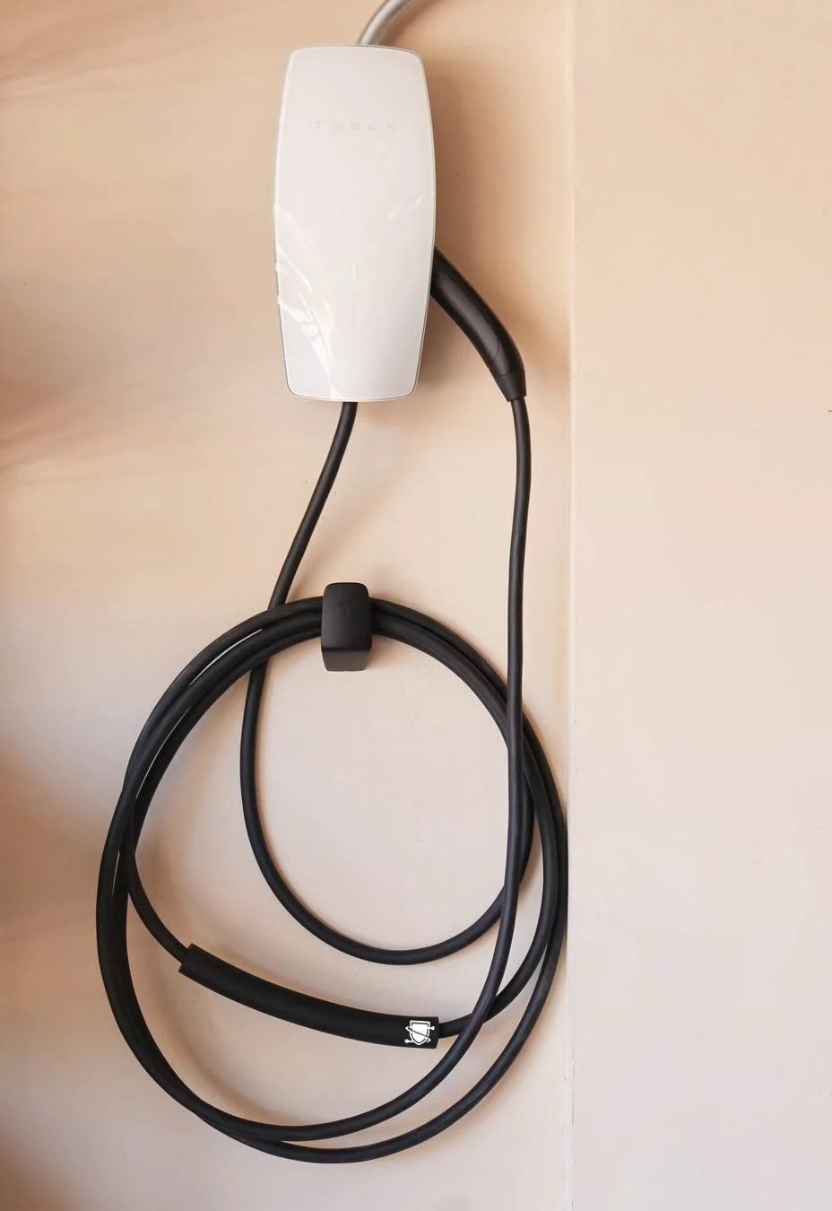 Durable EV Cable Protector For Garage Pass Through 0.5 Inch ID Large, Tool-Free Install Shields Your Charging Cable From Doors, Cars, And Wear, US Made, Easy Protection For Tesla Home Wall Connector And Tesla Mobile Connector Cables installed