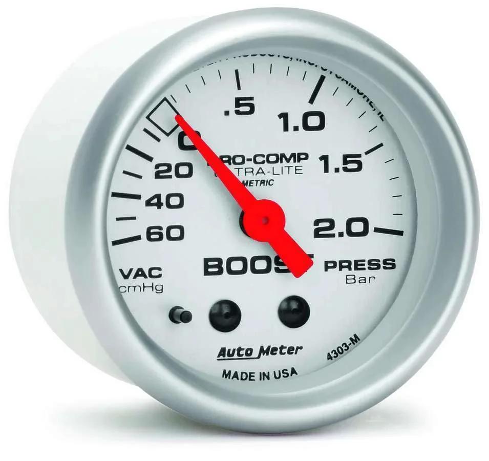 Ultra Lite Mechanical Boost Vacuum Gauge 2.3125 Inch With Traditional Incandescent Dial Lighting No Wiring Needed For Street And Race Vehicles Auto Meter Gauge Kit
