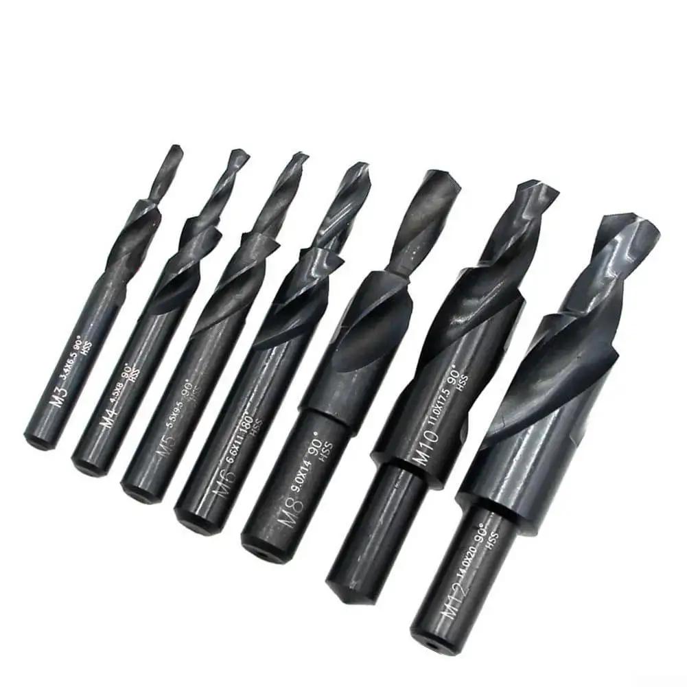 Set of Dual Function HSS Cobalt Two Stage Step Drill Bit For Metal With 90 And 180 Degree Second Stage Profiles, various sizes.