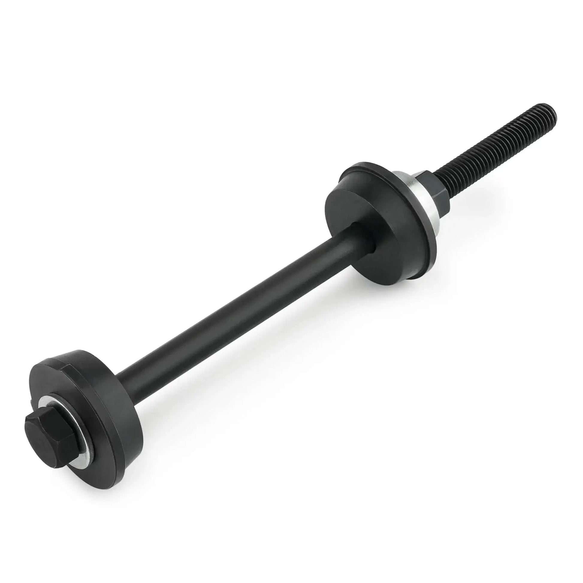 Steering Head Cup And Stem Bearing Race Installer Tool For Big Twin Dyna Sportster Softail Low Rider Tour Glide Electra Glide Models 1960 Through 2017 Ensures Precise Cup Installation Without Frame Damage, tool on white background.