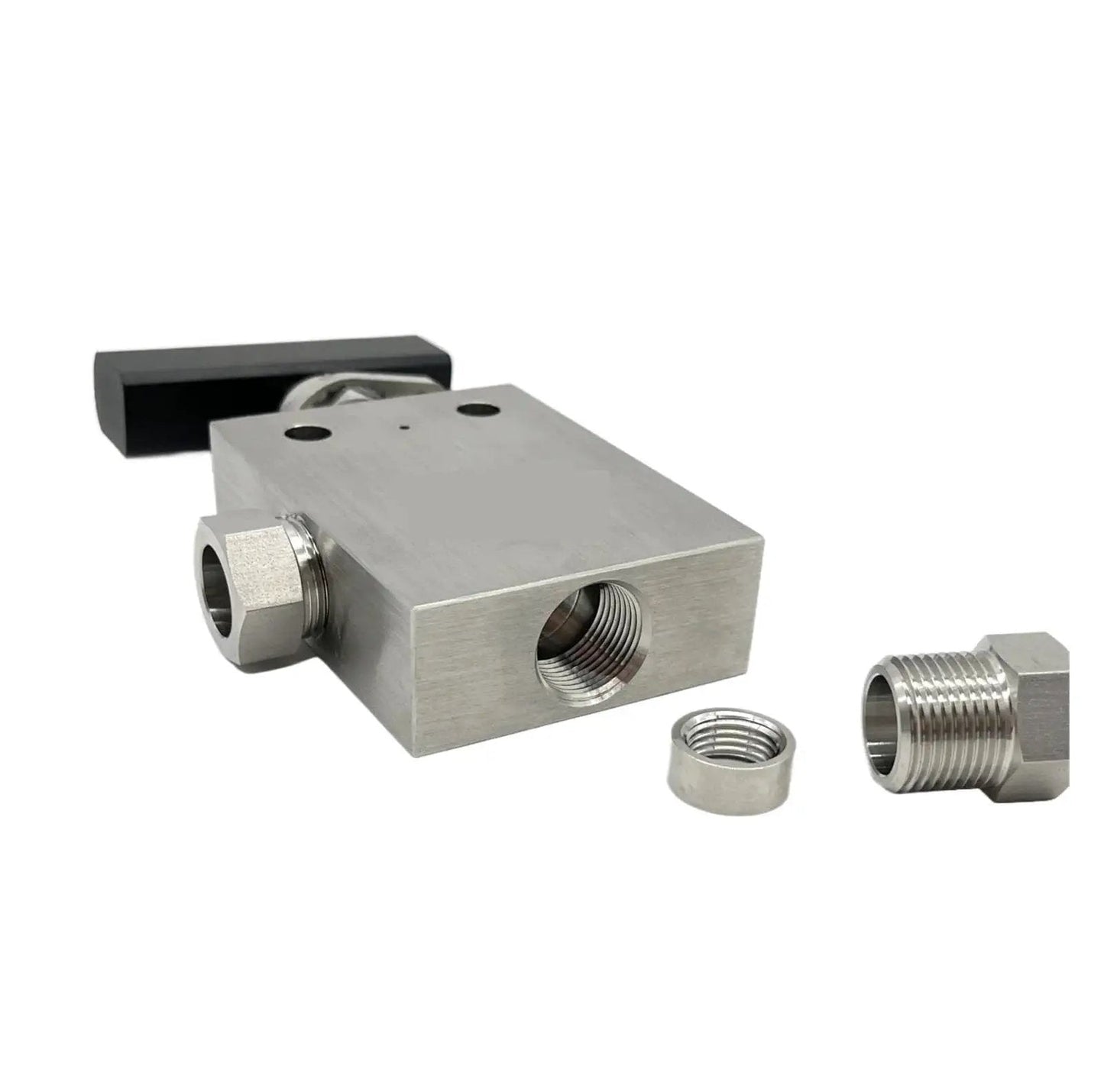 Ultra High Pressure Stainless Steel Needle Valve One Eighth Inch E NVM05 316 grade for precision flow control, dismantled view
