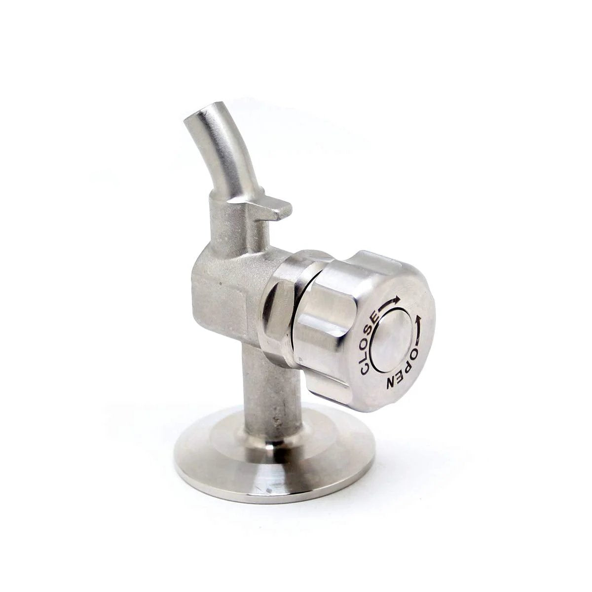 1.5 Inch SS304 Stainless Beer Sampling Valve Clamp End For Homebrewers With Silicon Seat Seal 150 PSI Rating Hand Wheel Operation Easy Install Smooth Rotation Pigtail Lip Hook Up