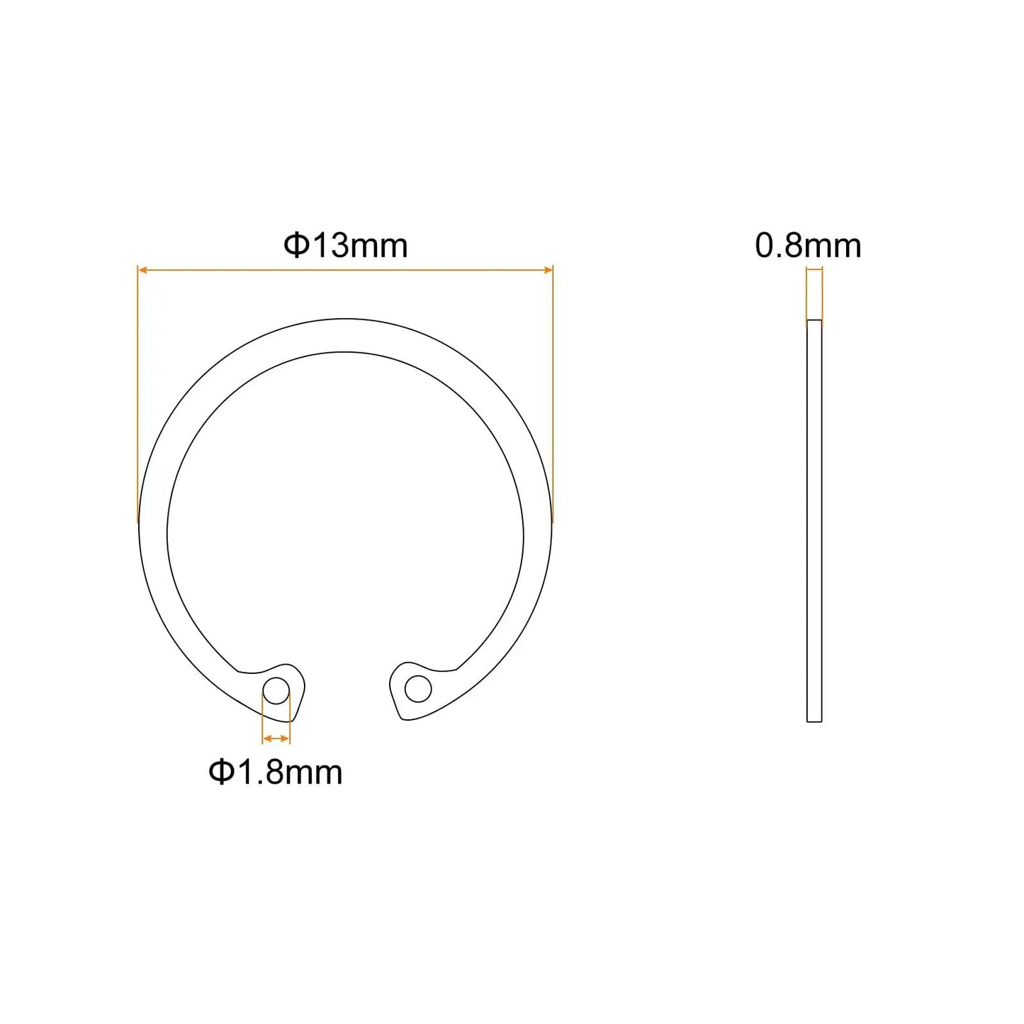 Diagram of 12mm Internal Retaining Ring Circlip Kit 100 Pcs 304 Stainless Steel Internal Circlip Snap Rings C Clips GB893 For Grooved Shafts Studs