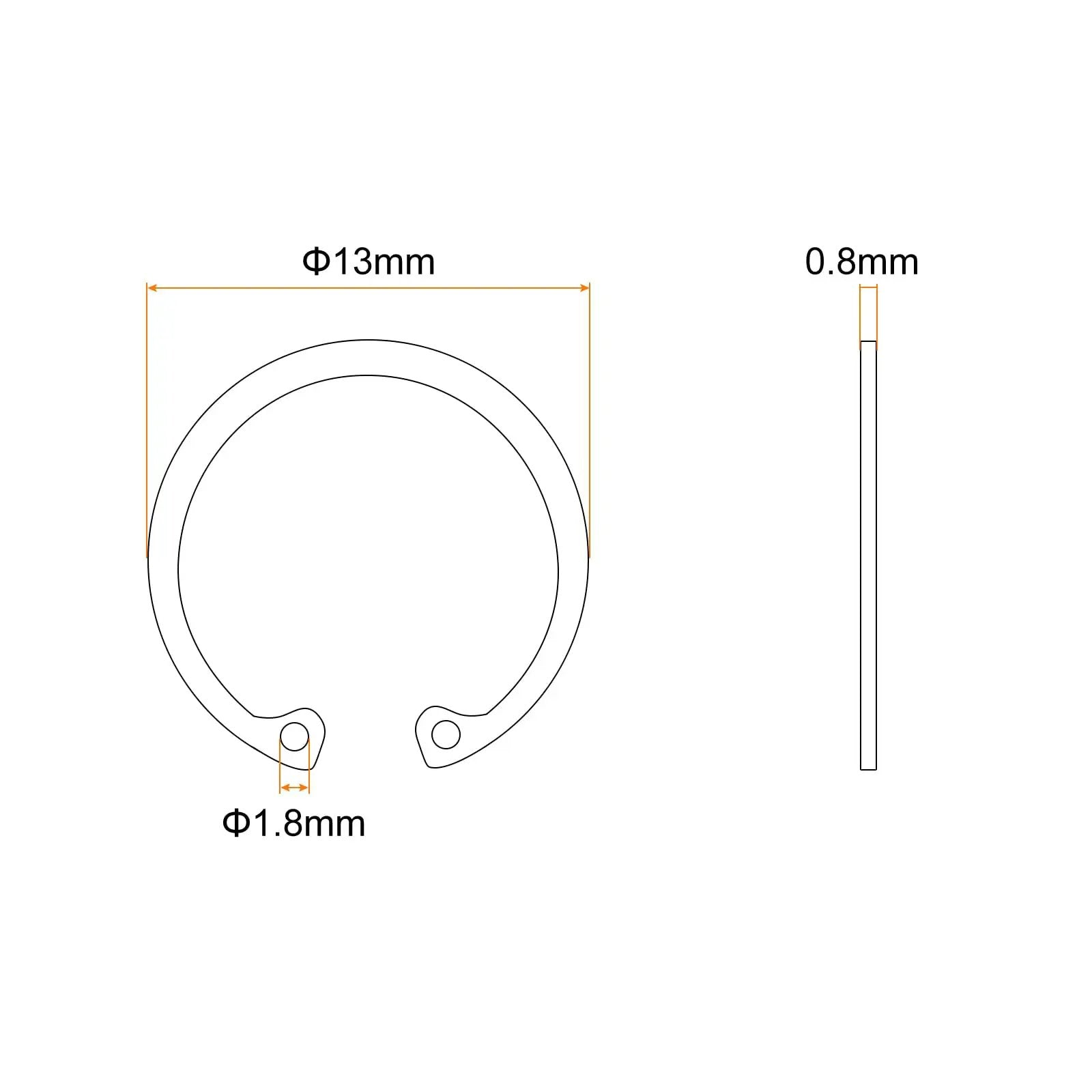Diagram of 12mm Internal Retaining Ring Circlip Kit 100 Pcs 304 Stainless Steel Internal Circlip Snap Rings C Clips GB893 For Grooved Shafts Studs