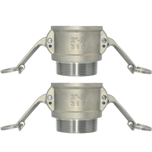 2 Inch Type B Camlock Trash Pump Adapter Female Camlock To Male Pipe Threads Stainless Steel 316 Heavy Duty Connector For Trash Pumps And Vacuum Trucks Suction And Discharge Hose Assemblies -150F To 500F 250 PSI