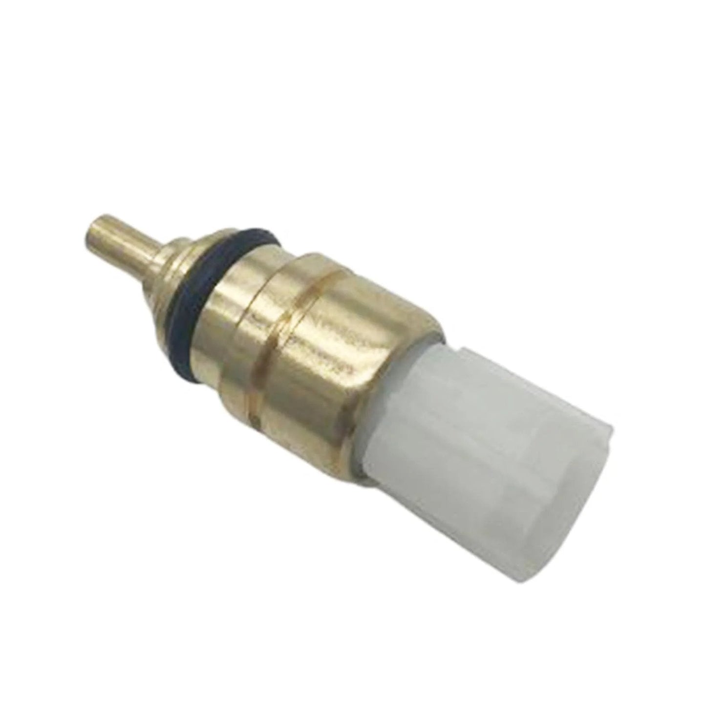 Engine Coolant Temperature Sensor Compatible With Hyundai 08 17 Santa Fe Sport Sonata Tucson And Kia Forte Forte Koup Forte5 Optima Rondo Sorento L4 2.0L 2.4L Replaces 39220 38010 Drop In Easy Quick Install close-up view of sensor with brass and plastic components.