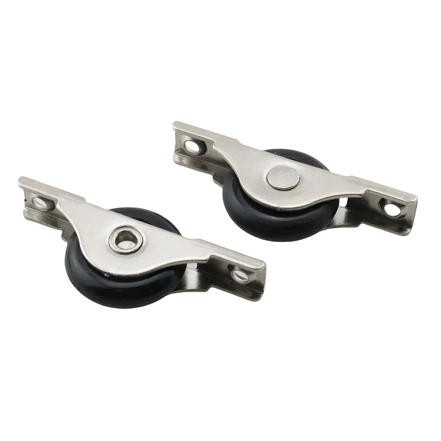 2 Pack 29mm Black Screen Door Roller Wheel Nylon Pulley With Stainless Steel Housing for sliding doors, front view.