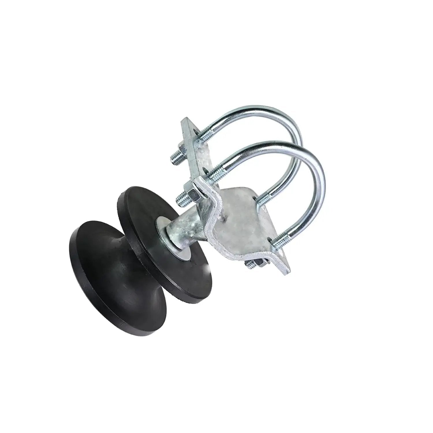 Sliding Gate Rollers Cantilever Gate Rollers Nylon Gate Rollers for 4 Inch Round Posts, close-up of nylon rollers and bracket.
