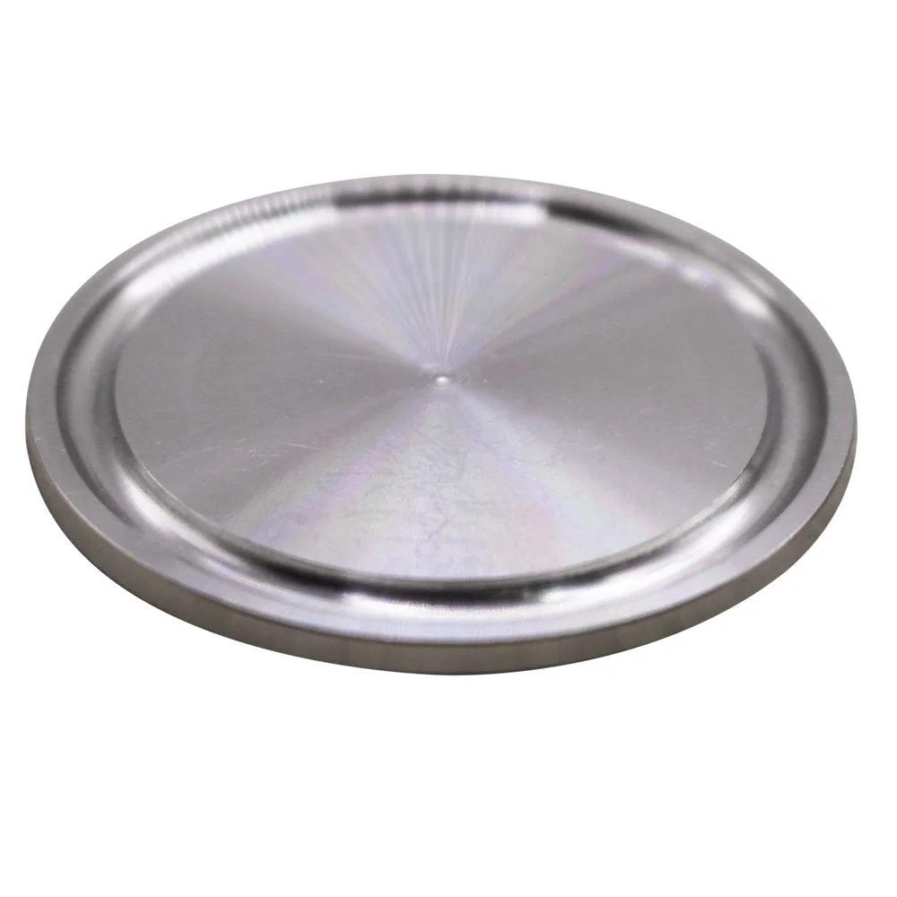Sanitary End Cap for Tri Clamp Ferrule Flange Stainless Steel 304 Fitting Clamp for One And A Half Inch Tube OD 38mm Fits One And A Half Inch Tri Clamp End Cap Pack Of Five With 250 Psi Rating At 70F, front view.