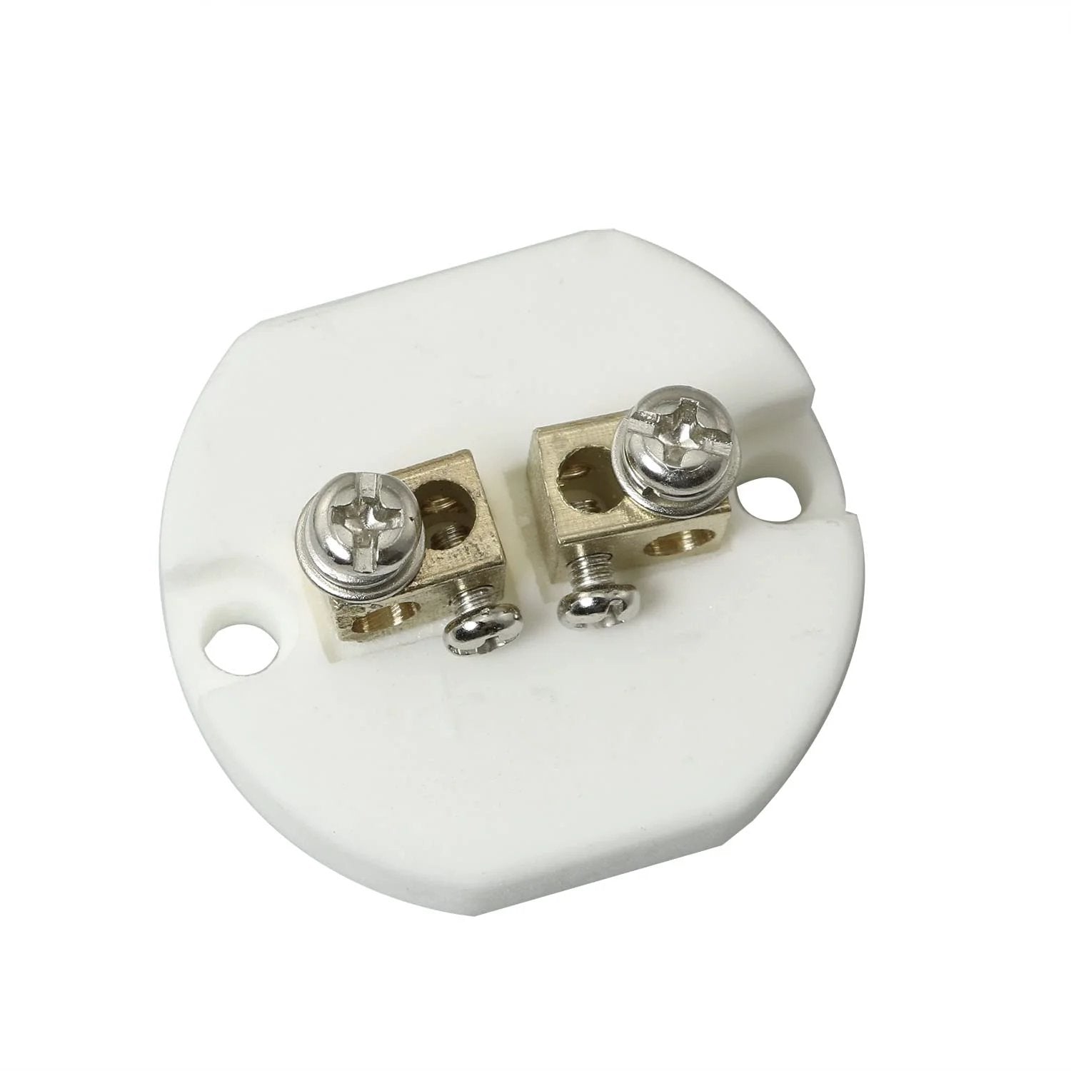 High Temperature Ceramic Terminal Block For K-Type Thermocouples, Unglazed Porcelain Connector, AWG 8, 3.3 mm Compatible, top view