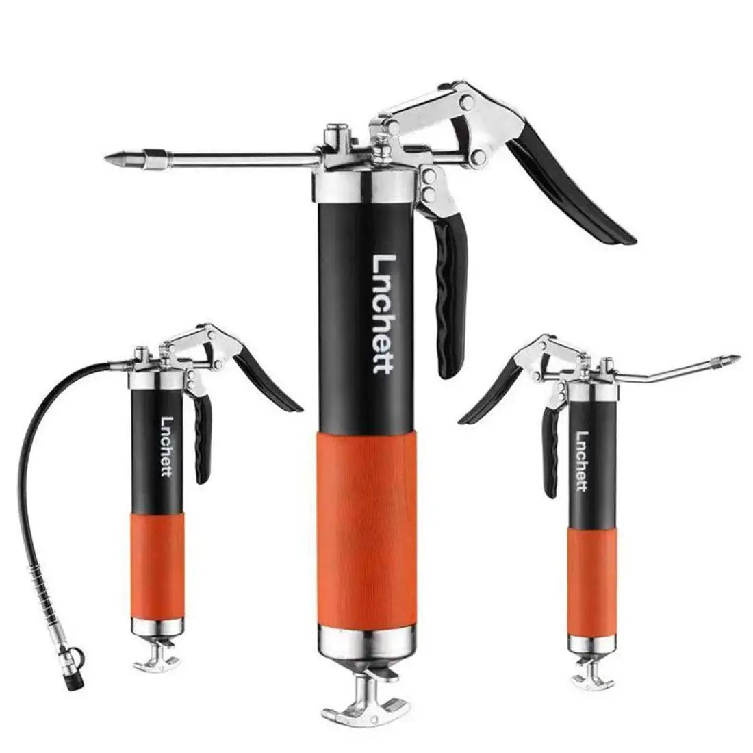 Heavy Duty 9000 PSI Grease Gun With Quick Release Coupler And 18 Inch Spring Flex Hose 14 Oz Capacity Includes Reinforced Coupler