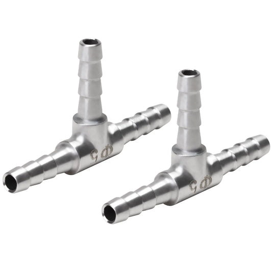 Stainless Steel Three Way Hose Barb Tee Fitting Three Sixteen Inch Barbs For Flexible Hoses Two Pack Home Brew For DIY Setups Union Connector 304