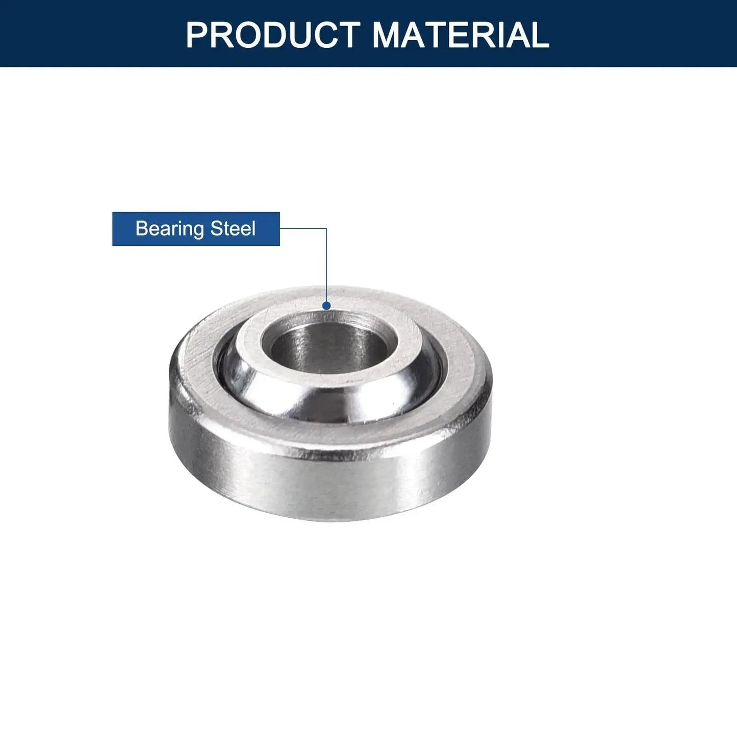 Image of GE4C Radial Spherical Bearing made of bearing steel, showing material and structure for smooth low friction rotations.