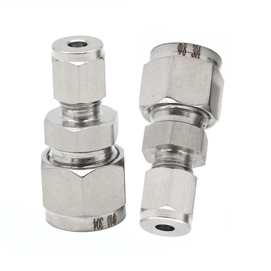 304 Stainless Steel Reducing Compression Tube Fitting Reducer Union One Quarter Inch To Three Eighths Inch Two Pack Built Tough For Oil Line Connections