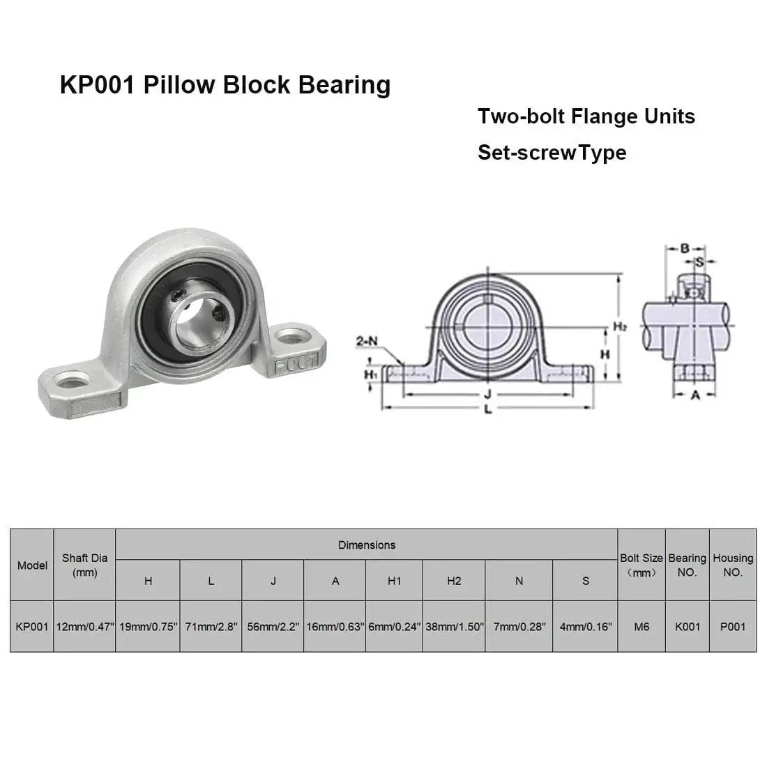 4 Pack 12mm Pillow Block Bearings Set For Linear Shafts Self Aligning Flange Mounted Zinc Alloy Plummer Bearing Bore 12mm