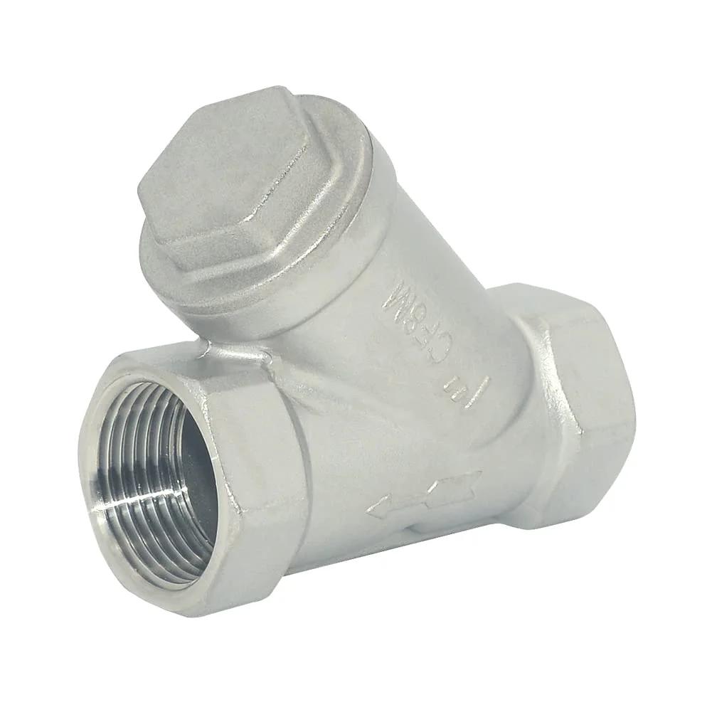 One Inch Heavy Duty Wye Strainer Mesh Filter Valve With 800 WOG Rating Y Spring Check NPT Female Port Stainless Steel SS316 CF8M