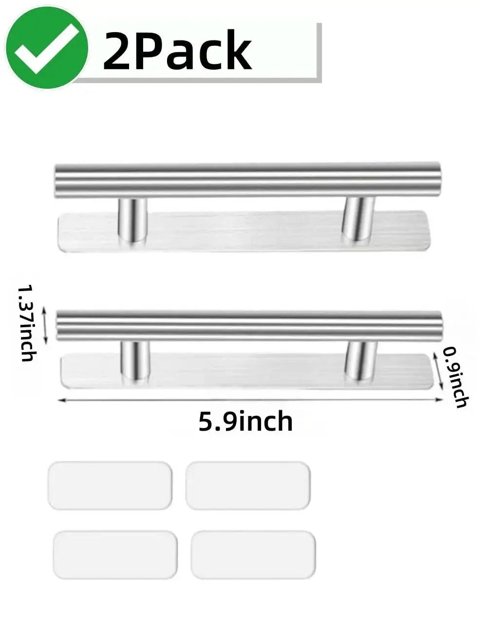 Two Pack Self Adhesive Drawer Handles Made From Corrosion Resistant Aluminum Alloy No Drilling Required Cabinet Pulls silver