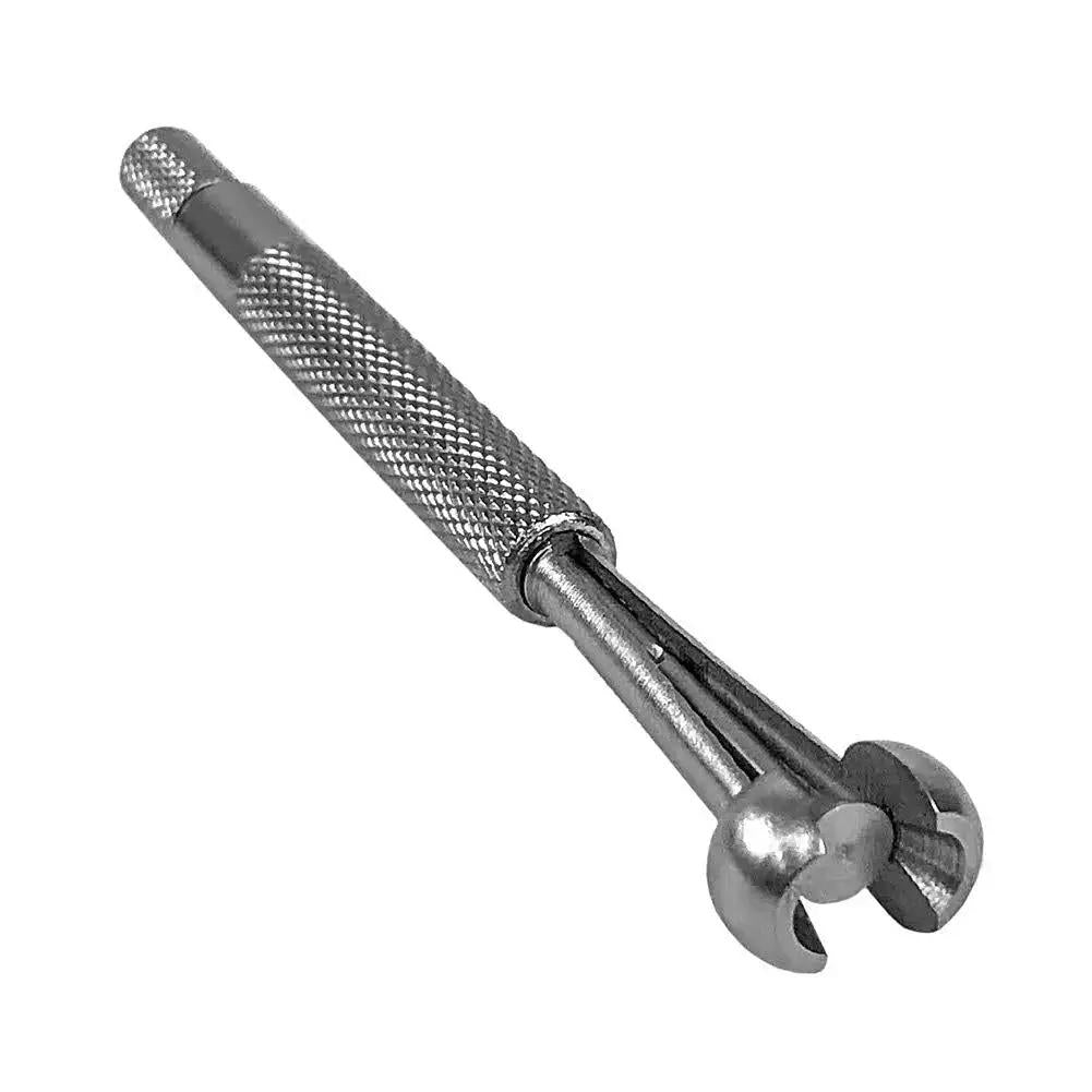 Close-up of a tool from the Precision Small Hole Bore Gauge Set Telescoping Full Round Bore Four Piece Built from 65 Mn Steel and Heat Treated.