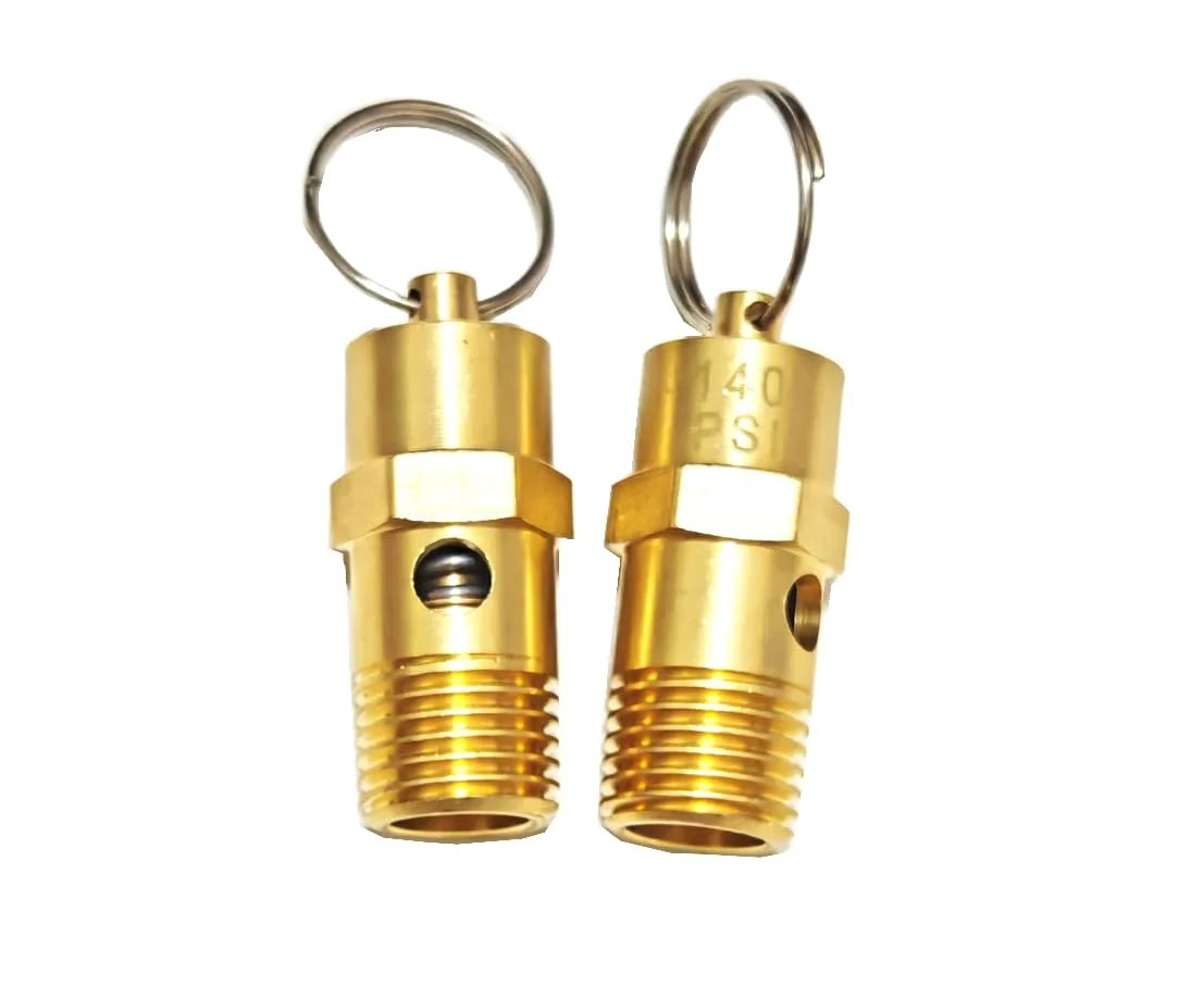 2 Pack 30 PSI One Quarter Inch NPT Air Compressor Safety Relief Valve Brass Body With Stainless Steel Spring for high flow protection