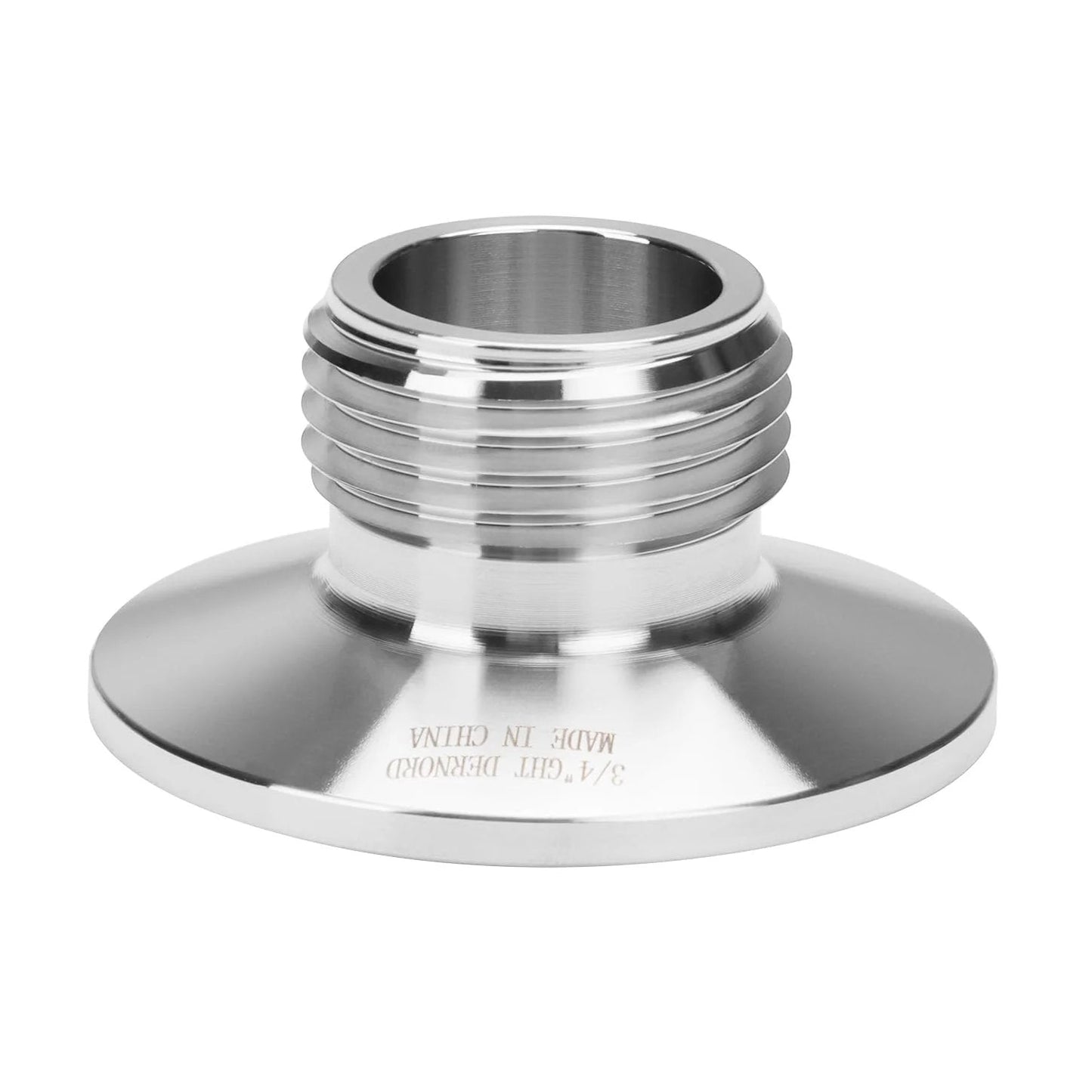 Sanitary Garden Hose Thread Fitting 3 Quarter Inch GHT Male to 1.5 Inch Tri Clamp, SS304 Stainless Steel, corrosion resistant adapter