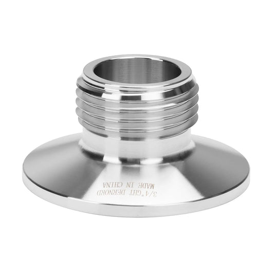 Sanitary Garden Hose Thread Fitting 3 Quarter Inch GHT Male to 1.5 Inch Tri Clamp, SS304 Stainless Steel, corrosion resistant adapter