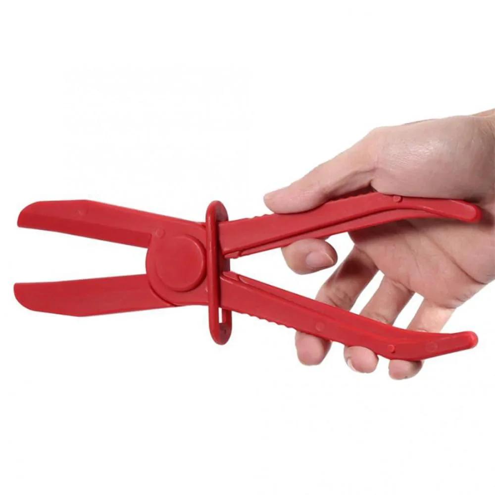 Red nylon plier from 3 Piece Hose Pinch Off Pliers Set Durable Nylon Non Conductive Clamp Pliers With Adjustable Jaw Opening For Automotive Hoses And Lines Including Fuel Gas Brake Coolant And Radiator
