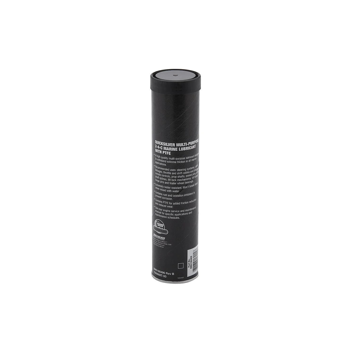 Marine Grease With PTFE For Steering Cables And Marine Equipment, 14 Oz Quicksilver tube, black packaging, rear view
