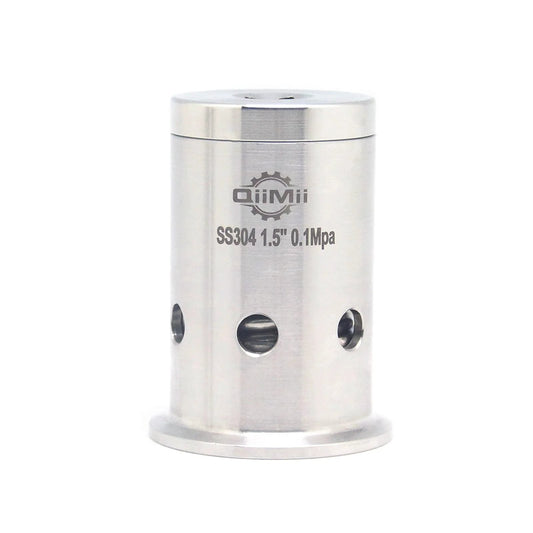 1.5 Inch Tri Clamp Ferrule 304 Stainless Steel With 50.5mm OD Open End Pressure Relief Valve For Beer Dairy Beverages And Industrial Systems, 0.2 to 3 Bar Operating Pressure, 0.1 to 0.5 Bar Vacuum, EPDM Gasket