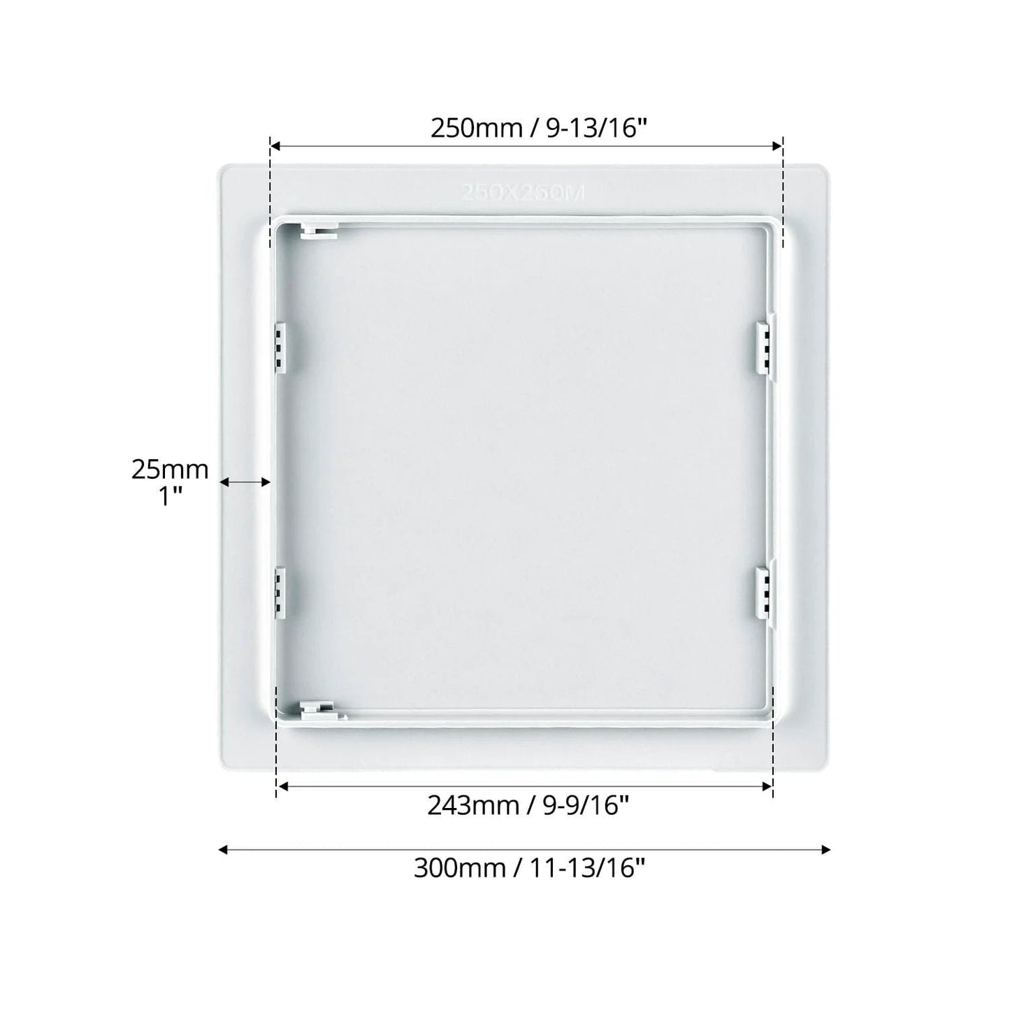 Top view of 10x10 Inch Plastic Access Panel For Drywall Removable Wall Door For Plumbing And HVAC By QWORK Built Tough ABS Plastic Paintable