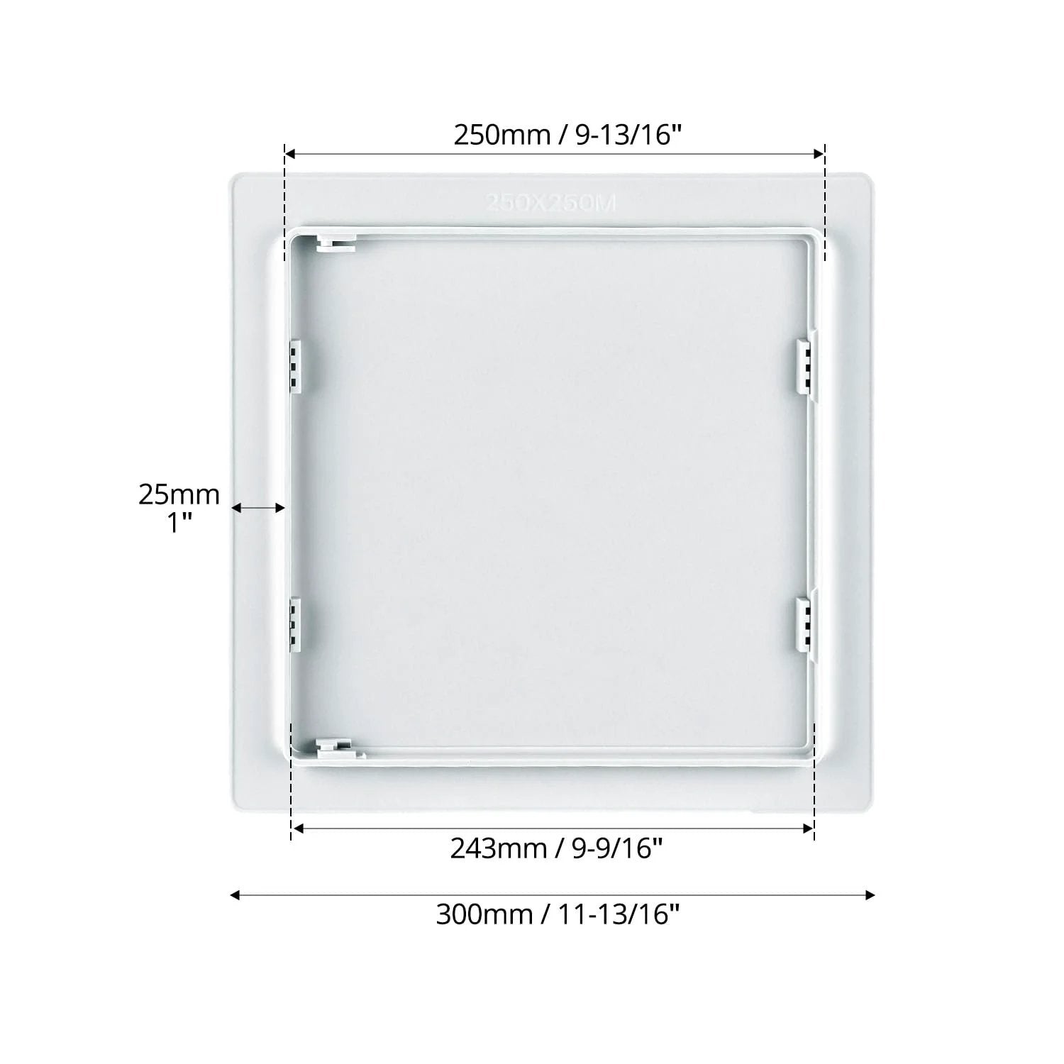 Top view of 10x10 Inch Plastic Access Panel For Drywall Removable Wall Door For Plumbing And HVAC By QWORK Built Tough ABS Plastic Paintable
