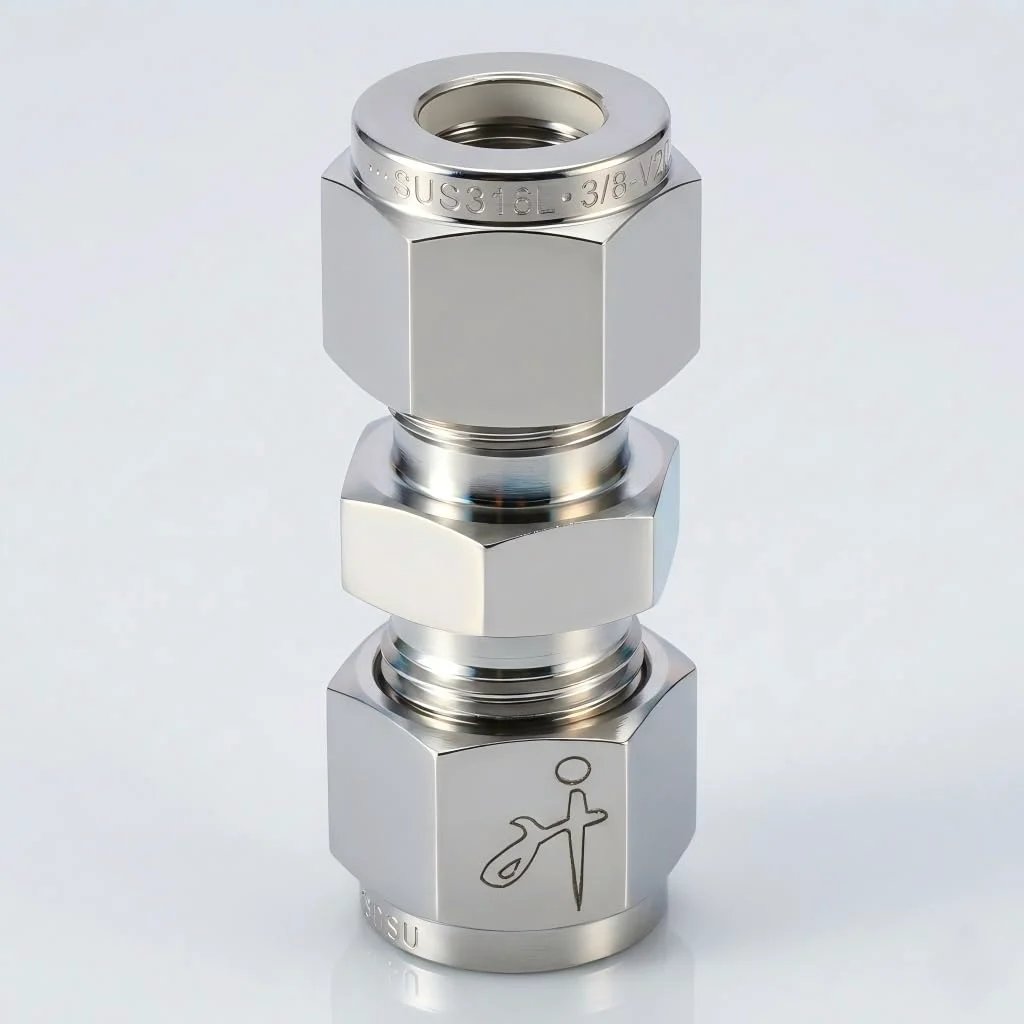 316 Stainless Steel Compression Tube Fitting 8mm OD x 8mm OD Straight Union Adapter Connector With Double Ferrules