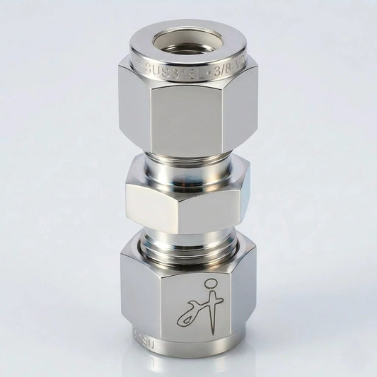 316 Stainless Steel Compression Tube Fitting 8mm OD x 8mm OD Straight Union Adapter Connector With Double Ferrules