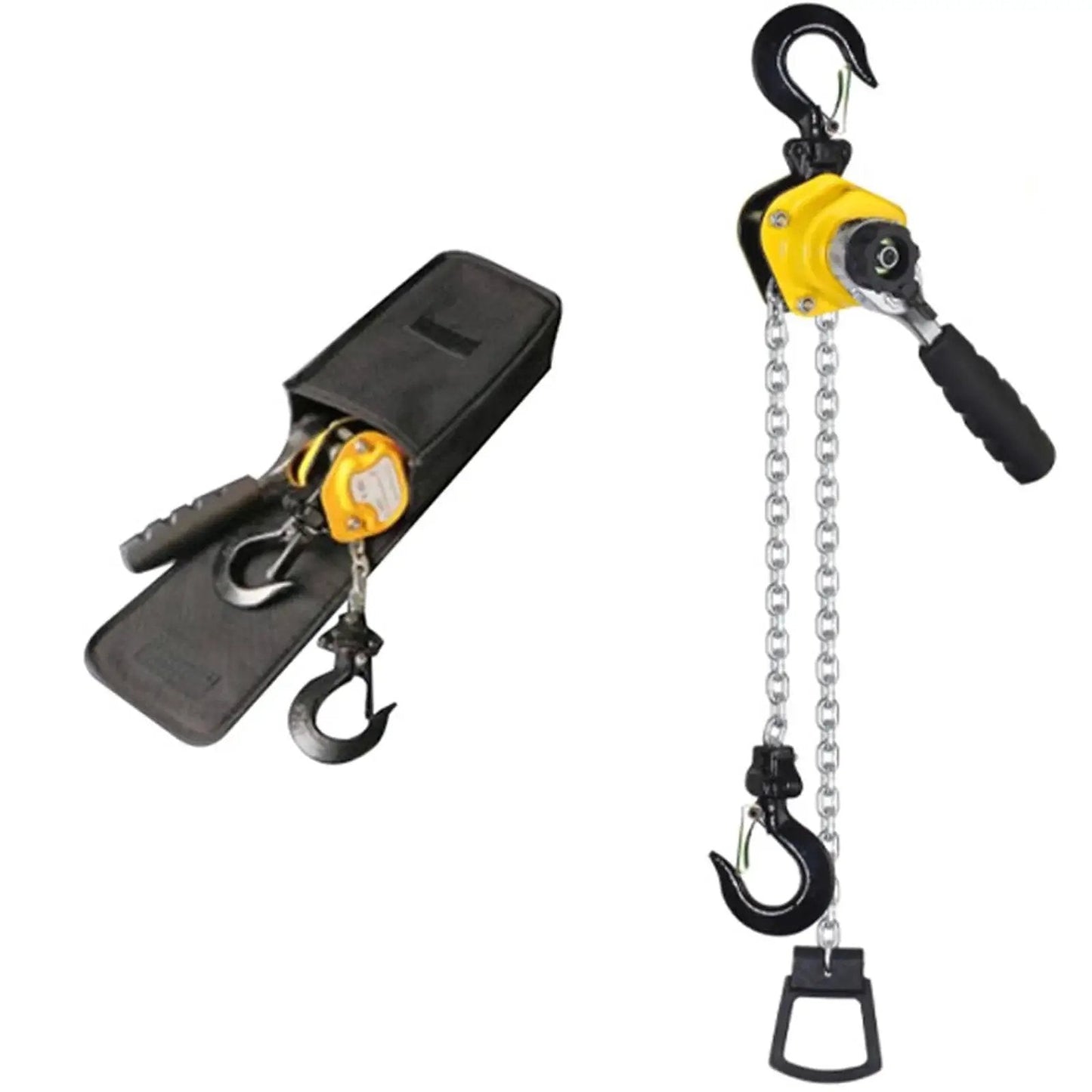 Manual Lever Chain Hoist One Quarter Ton 20 Ft Come Along With G80 Chain, portable hoist with hooks and black handle