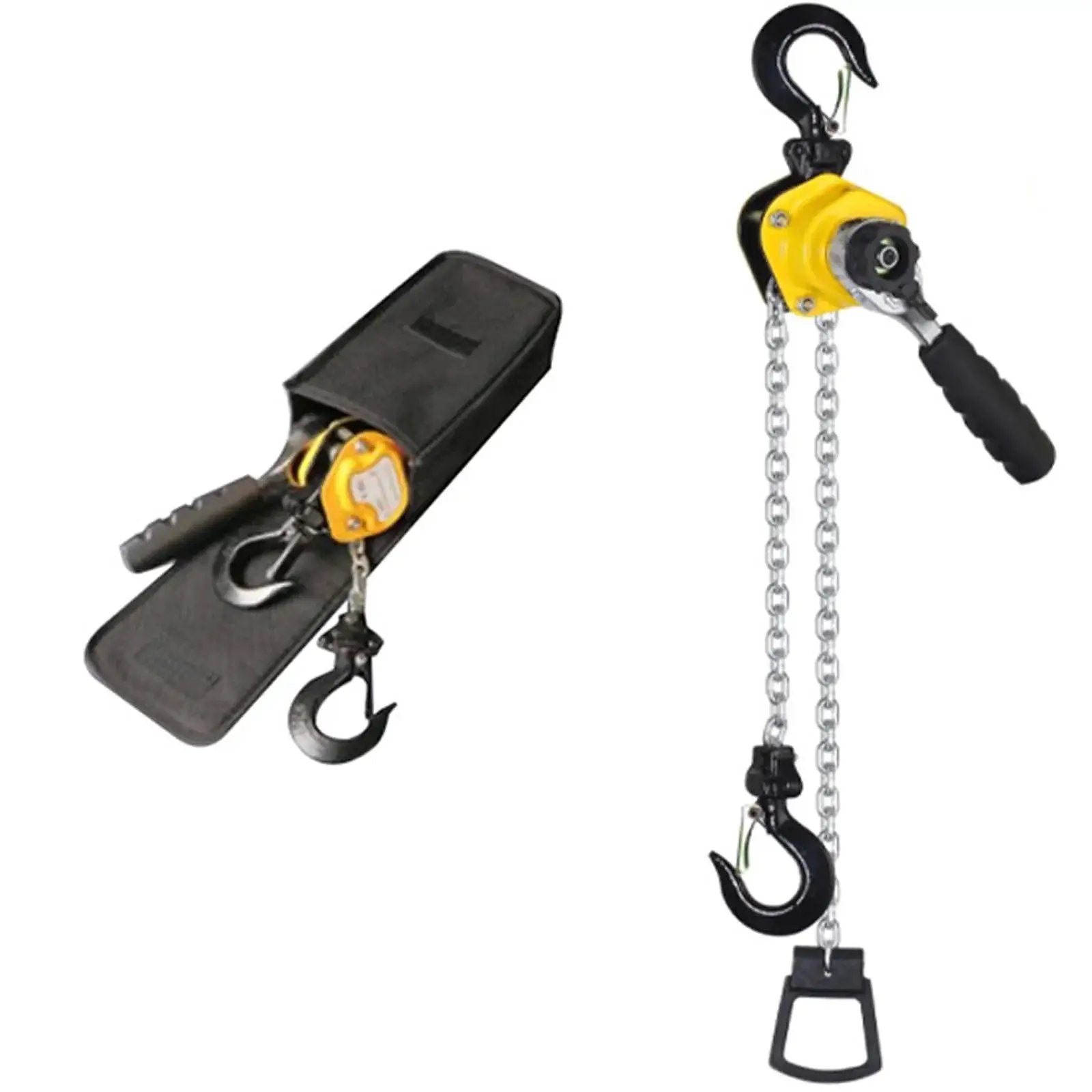 Manual Lever Chain Hoist One Quarter Ton 20 Ft Come Along With G80 Chain, portable hoist with hooks and black handle