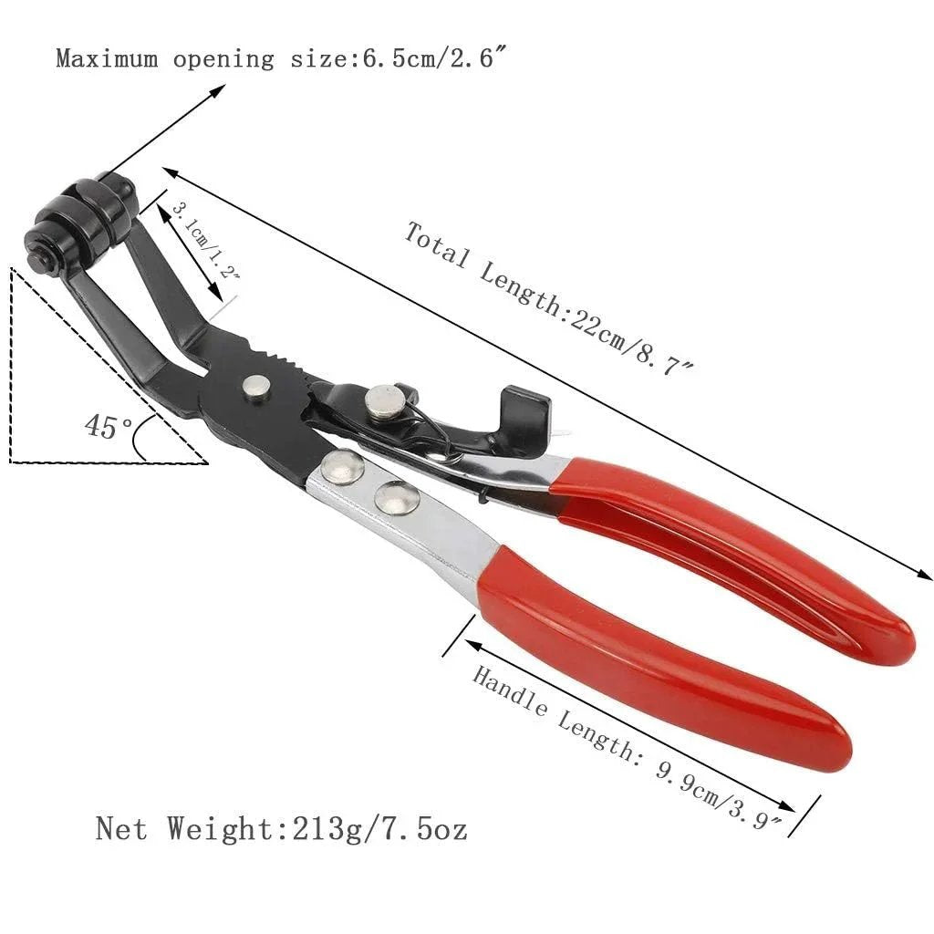 Two Piece Hose Clamp Pliers Set With 45 Degree Angle Flat Belt Hose Clamp Pliers And Wide And Flat Band Hose Clamp Pliers for auto maintenance.