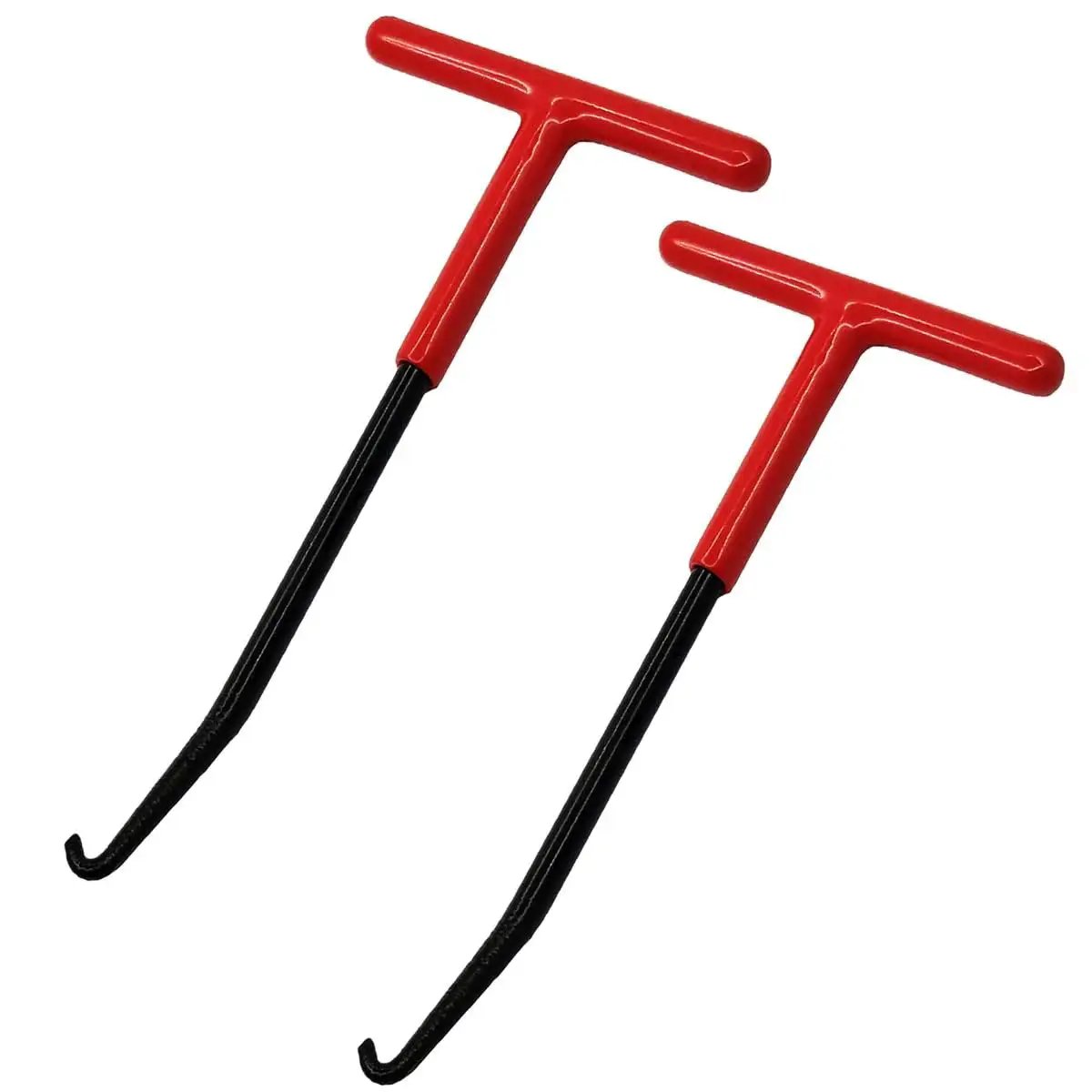 Exhaust Spring Hook T Shaped Handle For Motorcycle Rubber Coated Set Of 2 with red handles and black hooks