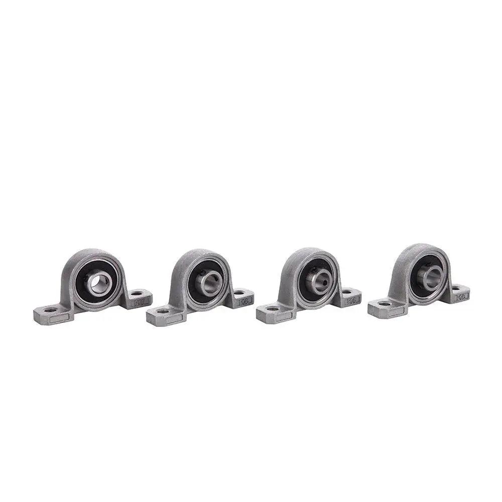 Four Piece 8 Mm Bore Ball Mounted Pillow Block Insert Bearings Set In Zinc Alloy For Machinery And Diy Projects, Front View