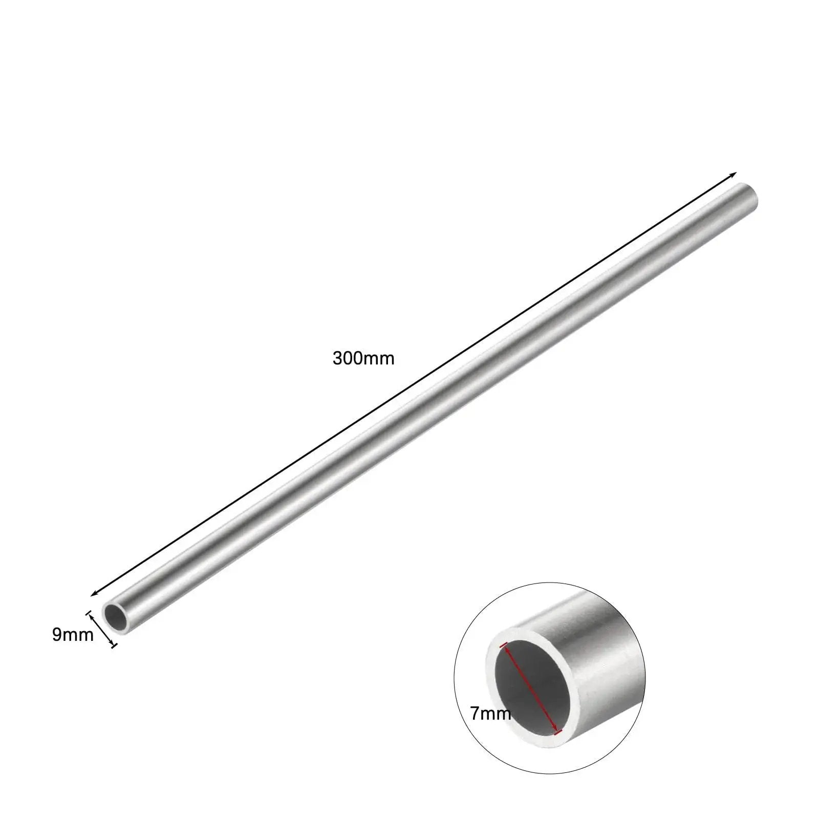 Image of Five Piece 304 Stainless Steel Round Capillary Tubing Set 9 Mm Outer Diameter By 7 Mm Inner Diameter 30 Cm Length Smooth Finish