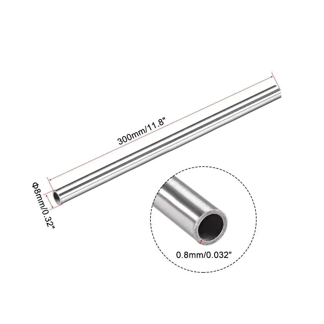 Capillary Tube Set Pro Grade 4 Pcs 304 Stainless Steel Capillary Tubing 6.4mm ID 8mm OD 300mm Length 0.8mm Wall For Precision Instruments