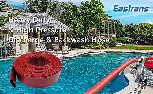 Heavy Duty Pool Backwash Hose 2 In X 50 Ft Beefed Up Discharge Hose For High Pressure Backwashing And Safe Drainage at a poolside