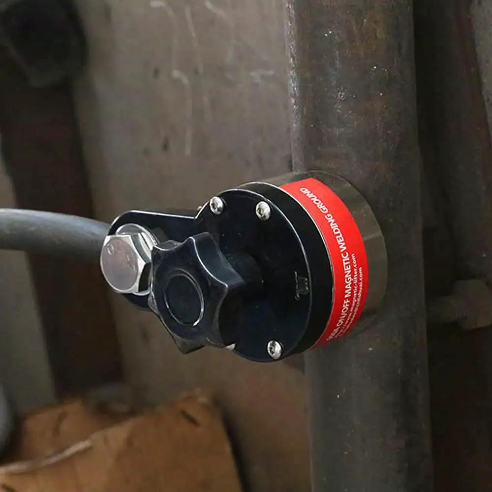 600A Magnetic Welding Ground Clamp Switchable Magnet Welding Holder Grounding Magnetic Connector attached to pipe