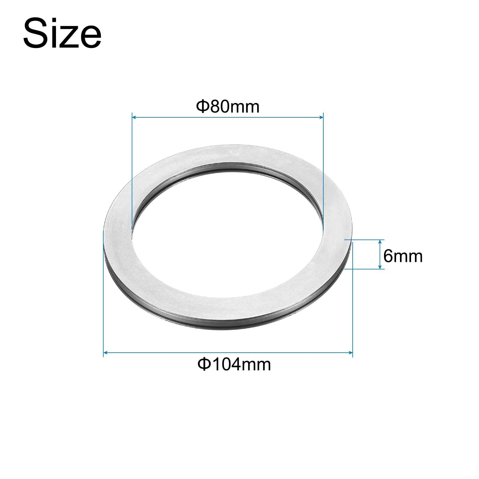 AXK80105 80x104x6mm Thrust Needle Roller Bearing Set With Washers Heat Resistant, size diagram with dimensions