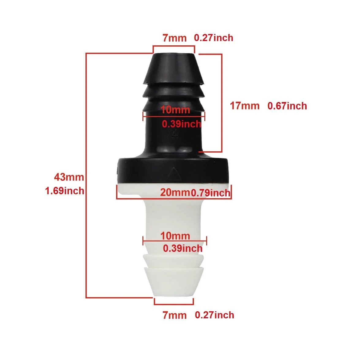 Inline 10mm Vacuum Barbed Check Valve One Way Non Return Breather For Fuel Gas Water Liquid Air ABS Shell With Silicone Diaphragm 43mm length