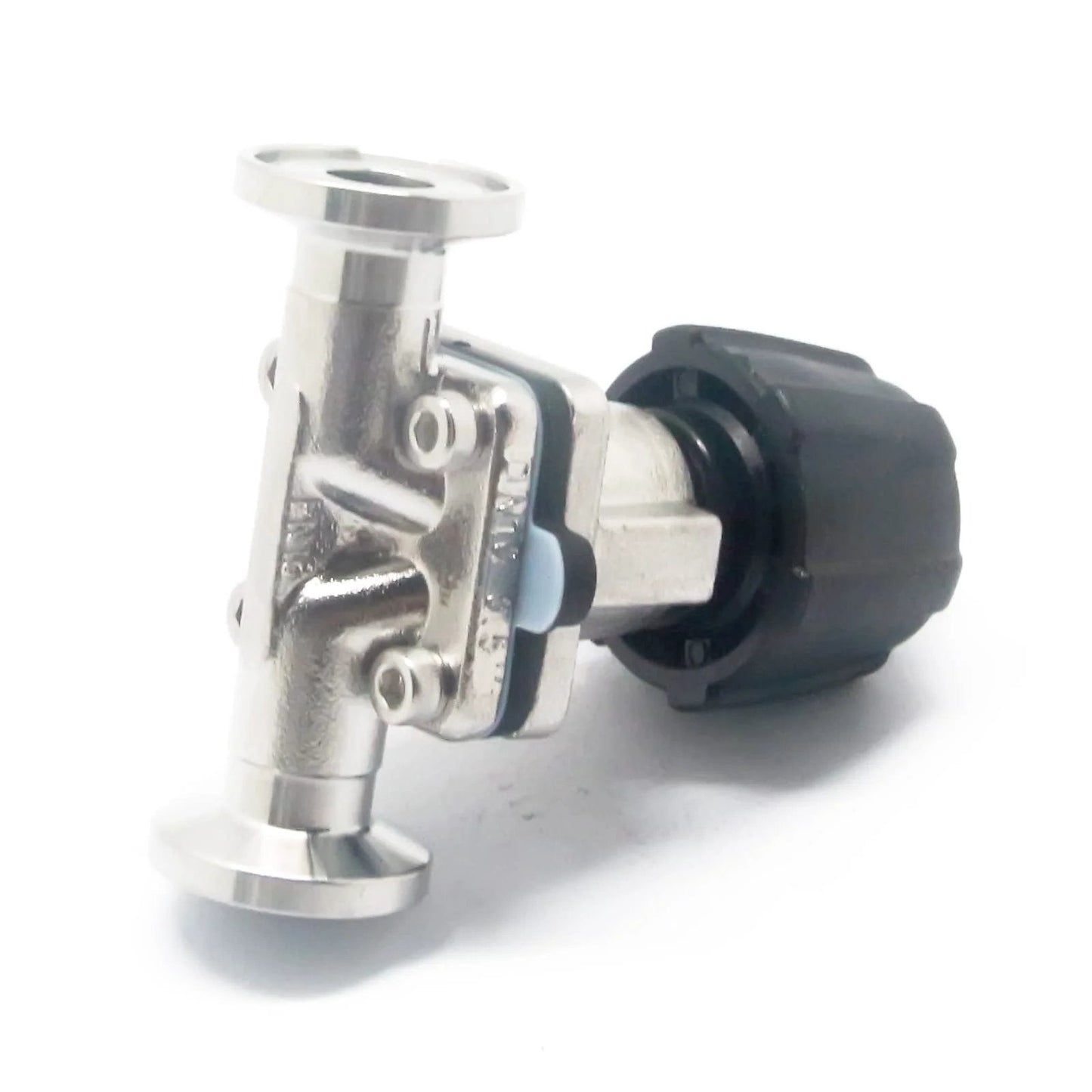 Stainless Steel 316 Diaphragm Valve Half Inch Tri Clamp Type With EPDM And PTFE Membrane Twenty Five Point Two Clamp Flange For Pharmacy Two Way Autoclavable Self Draining Cavity Free Design Traceable Minus Ten Celsius To Hundred Celsius