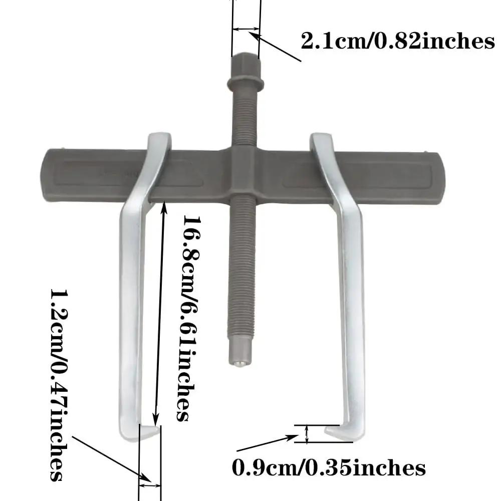 12 Inch Two Jaw Gear Puller with Reversible Claws for Pulley Flywheel and Bearing Removal, Heavy Duty Chrome Vanadium Steel, dimensions shown.