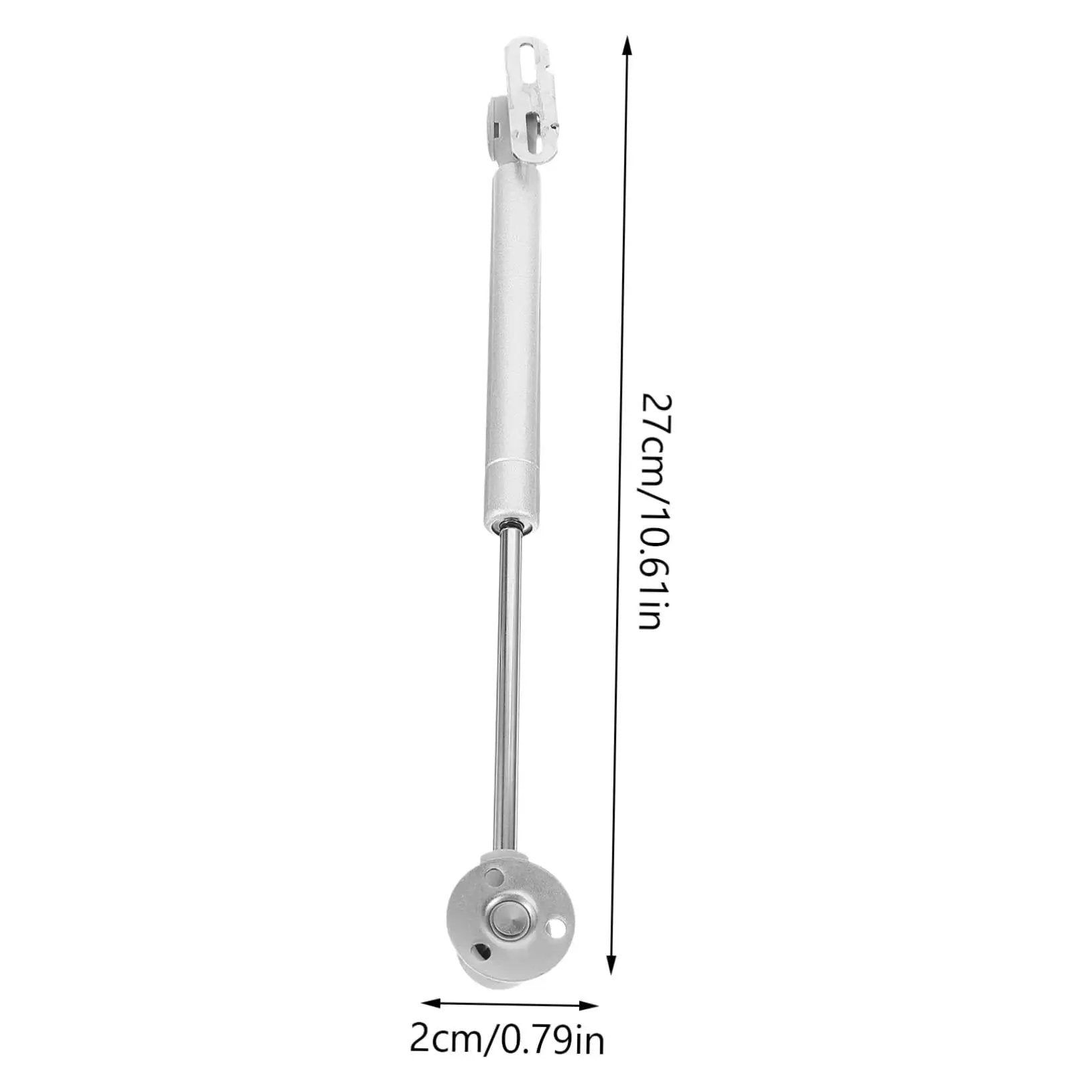 Lid Support Hinge With Soft Close Gas Spring for Cabinet Doors, 27cm length, 2cm width, showing durable mounting plate and hydraulic rod.